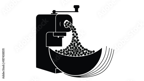 Coffee beans pouring from grinder