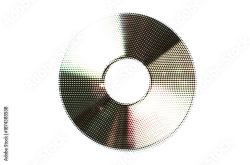 Vector illustration of a classic CD disc with halftone effect. Ideal for retro designs, music themes, or technology related projects. Clean and modern style.