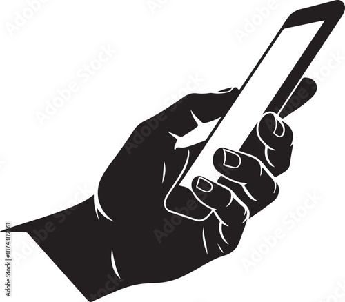 Smartphone in Hand Silhouette Illustration

Touchscreen Mobile Phone Usage Concept

Hand Holding and Tapping Mobile Device Silhouette