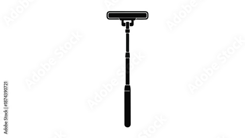 Black squeegee with handle on white background