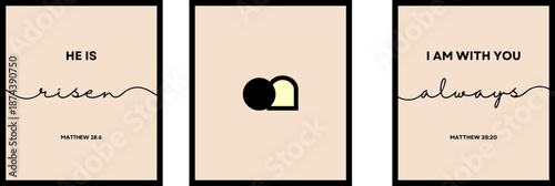 Minimalist He is Risen Wall Art SVG, Laser Cut Files Glowforge Silhouette Cricut, Christian Faith Jesus Bible Verse Emmanuel Easter Scene