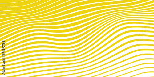 Abstract geometric yellow wavy line pattern with thin to thick lines. vector