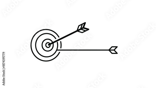 Simple line drawing of an arrow hitting a target