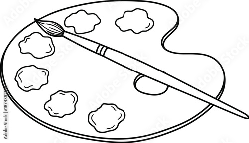 Artistic paint palette with brush ready for creativity