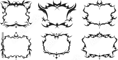 Shiny silver metallic frames for fantasy game character portraits vector