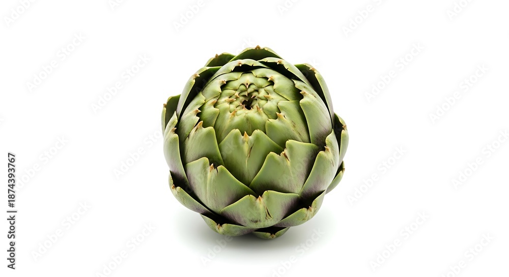 Fototapeta premium Fresh Green Artichoke on White Background.