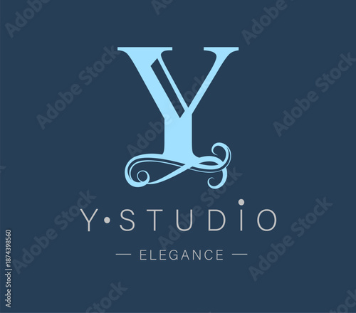 Logo, capital letter Y. Monogram of Botanical Minimalistic, Initial. with Organic Plant Elements. Vector design. beauty salon. for tattoo studio