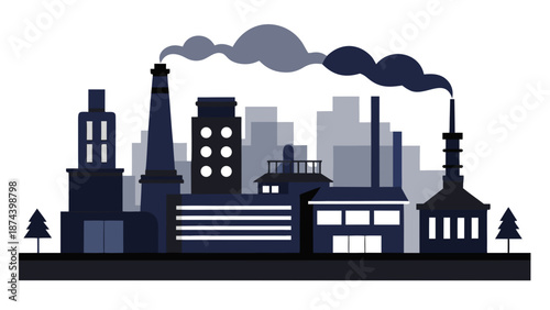 Industrial complex with emissions Vector