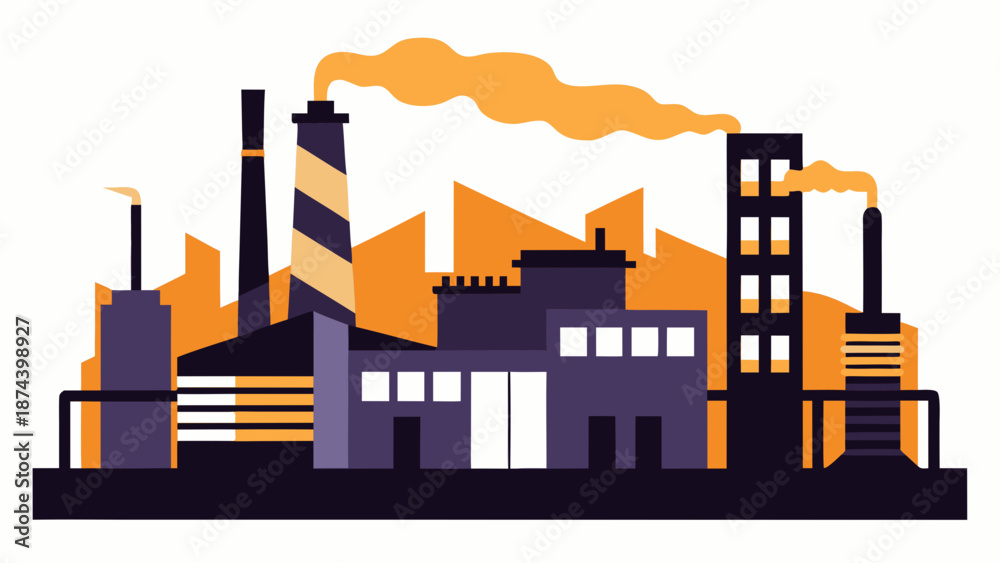 Fototapeta premium Industrial complex with emissions Vector