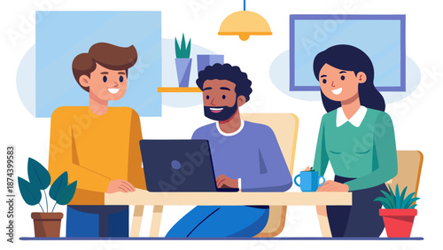Team collaboration in a cozy office Vector
