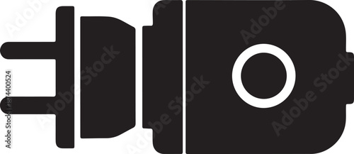 Electric plug icon with prongs and socket