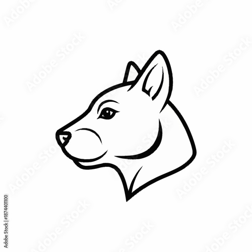 Stylized Line Art Portrait of a Dogs Head in Profile.