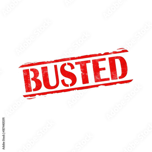 Red stamp busted text isolated on transparent background