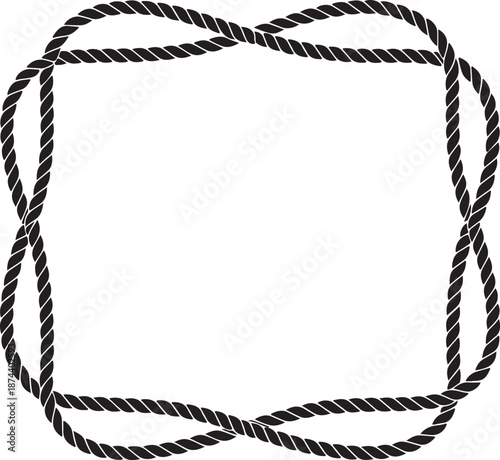 Intertwined Square Rope Frame Isolated on White Background