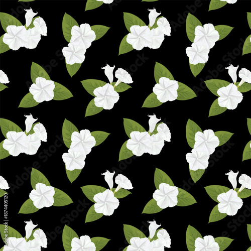 Seamless pattern Moonflower Night Blooming Blossom