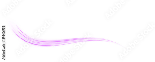 Futuristic purple neon laser lines curve across urban highways. Light trail waves, energy pink swirls, and motion lines create dynamic speed and traffic visuals. Vector illustration PNG.