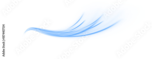 Futuristic blue neon laser lines show speed motion across a city highway traffic flow. Light dynamic wave trails and energy swirl create dynamic movement. Modern vector illustration PNG.