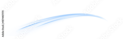 Futuristic blue neon speed lines flow along a city highway road. Laser light trails build dynamic wave motion, energy swirl, and traffic movement. Abstract vector illustration PNG.