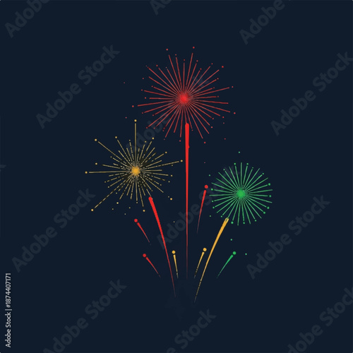 Colorful Fireworks Lighting the Night Sky Over a Dark Backdrop.