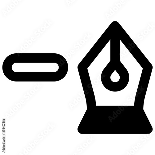 Delete anchor point. Outlined stroke vector icon with black-filled details.