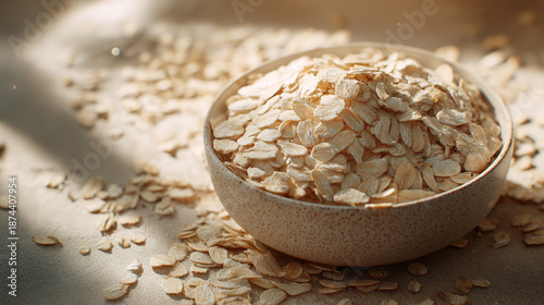 A universal visual tailored for publication hearty whole-grain morning bowl: rolled oats, barley, rye, quinoa, brown rice, pumpkin seeds, and egusi, elevate your daily breakfast