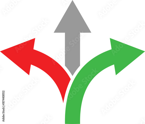 Diverging Directional Arrows Symbolizing Choices and Pathways Vector