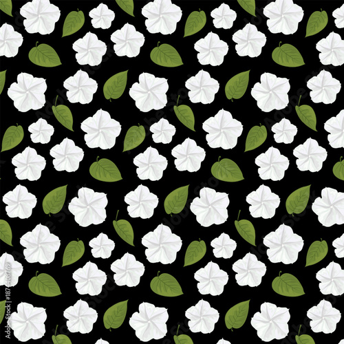 Seamless pattern Moonflower Night Blooming Blossom