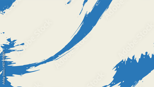 Dynamic diagonal blue brush stroke banner background. Hand drawn vector grainy brush stroke texture. Distress damaged edge vintage template with squiggle or expressive abstract bold smears. 