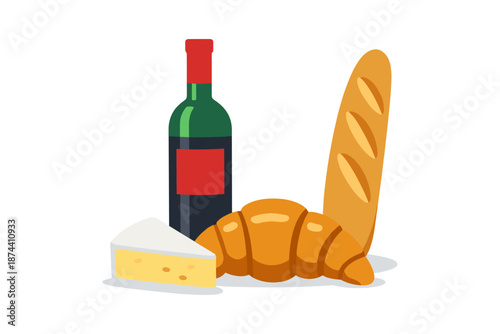 French cuisine delight: wine, cheese, and bakery classics