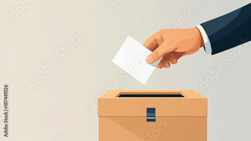 Democratic voting concept,A hand placing a paper in the ballot box,	