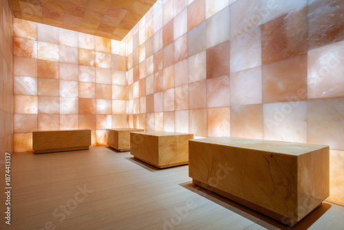 Himalayan Salt Room Interior with Warm Ambient Lighting