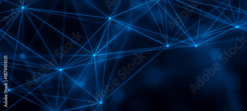 Photos Futuristic abstract technology background with glowing blue nodes and connecting lines for technology, innovation, and science concepts