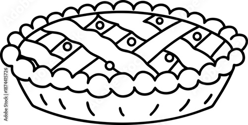 Hand drawn apple pie with lattice crust, baked dessert traditional homemade thanksgiving treat