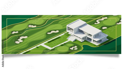 Modern Luxury Golf Course Estate with Sleek Architecture.