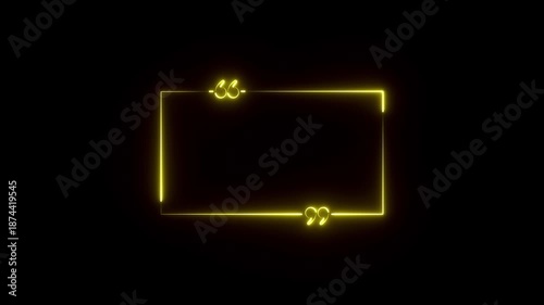 Neon square lines on black background, neon square lines loop rotating glow ring.