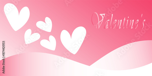Greeting Card flayer Valentine's day Pink with heart shaped background for valentine's day banner. vector
