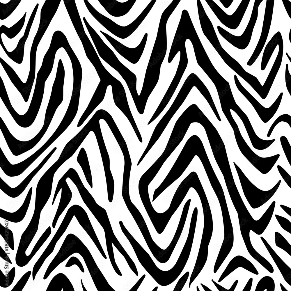 Fototapeta premium Abstract Animal Skin Seamless Pattern in Black and White