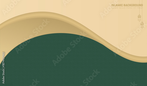 Islamic background design with classic ornamental patterns on a green and brown background