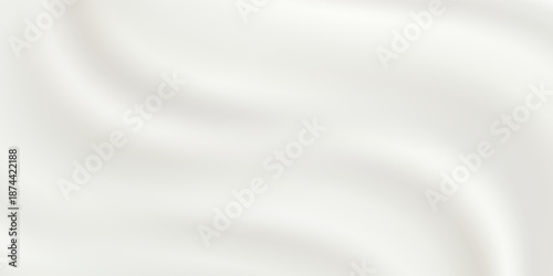 Texture of white yogurt, milk or cream surface. Abstract background with soft silk fabric, liquid yoghurt, dairy product or cosmetic creme, vector realistic illustration. 3D Illustration