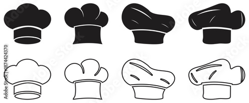 Collection of chef hats and top hats. style, perfect for logo, branding, and design use.