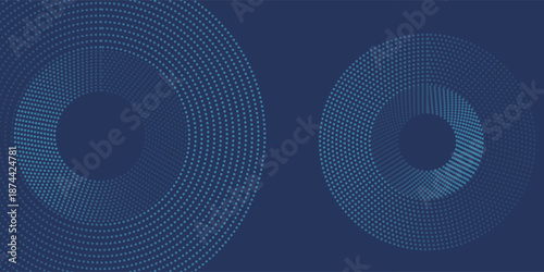 Abstract Digital Circles of Particles with Noise. Futuristic Circular Sound Wave. Big Data Visualization. 3D Virtual Space VR Cyberspace. Crypto Currency Concept. Vector Illustration.