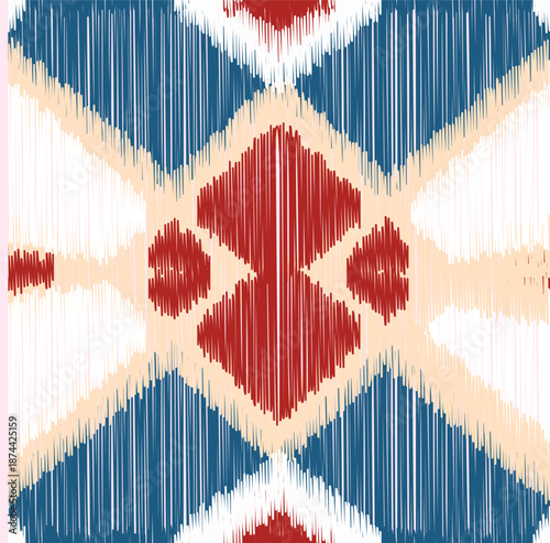 Seamless Ikat Pattern. Abstract  background for textile design, wallpaper, surface textures, wrapping paper.