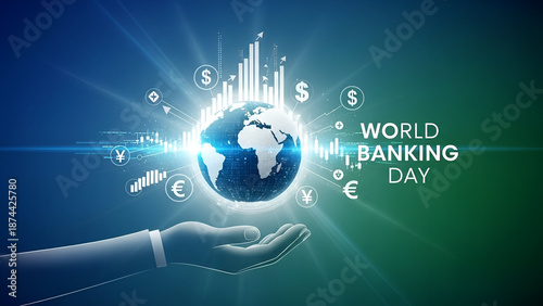 Global Banking Concept with Hand Holding Earth