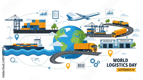 Logistics Day Global Supply Chain Illustration