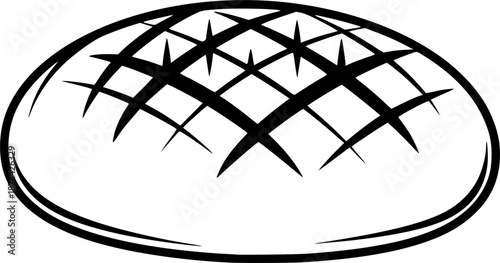 Artisanal Sourdough Loaf Geometric Scoring Flat Vector Icon
