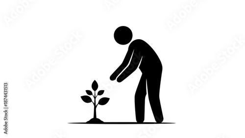 Person Nurturing Young Plant Growth Icon.