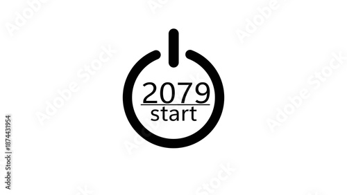 Cuadro en lienzo New year power button icon illustration