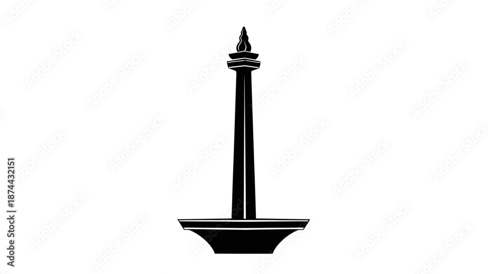 Fototapeta premium Monumen Nasional Indonesian National Monument Silhouette Icon.