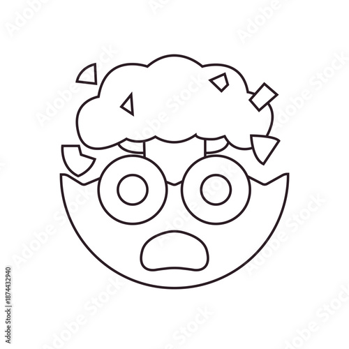 Exploding Head mind blown face emoji symbol sign icon vector illustration isolated flat funny mushroom cloud disbelief no way shock amazement