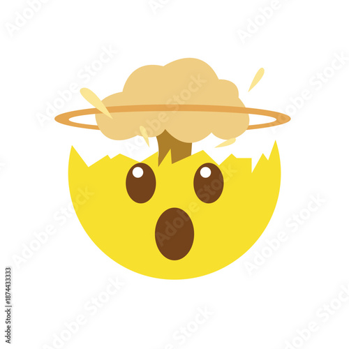 Exploding Head mind blown face emoji symbol sign icon vector illustration isolated flat funny mushroom cloud disbelief no way shock amazement